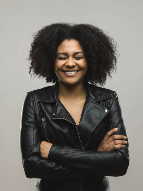 istock Real woman smiling with eyes closed 666985232