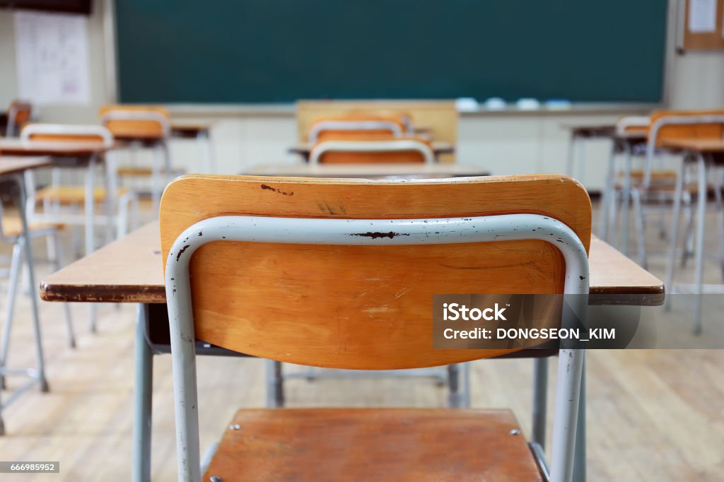 Korean High school classroom empty classroom view Classroom Stock Photo