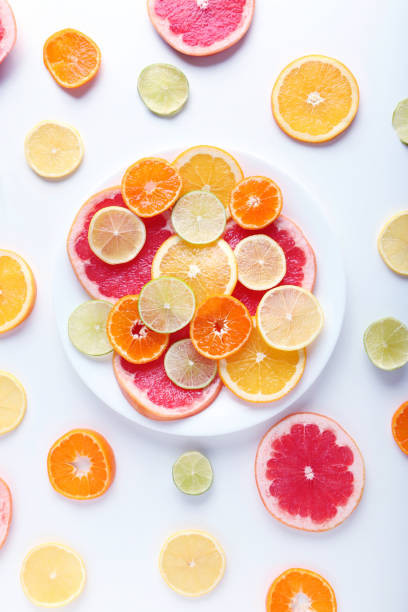 istock Citrus fruits on a white background 666988180