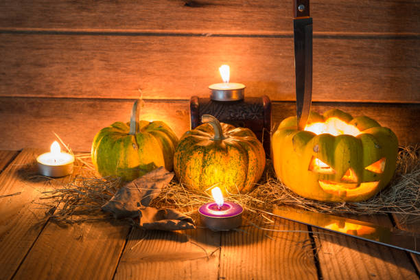 istock Halloween pumpkin on dark background close up shoot 666992066