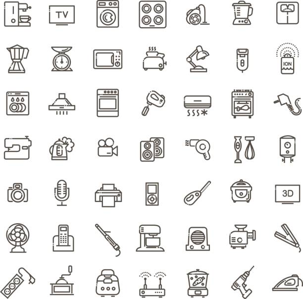 коллекция иконок - бытовая техника - electrical equipment computer icon symbol electronics industry stock illustrations