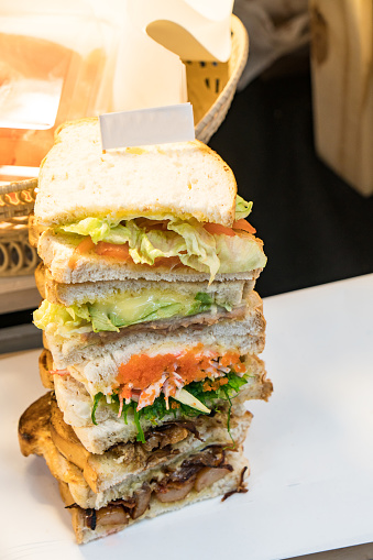 Delicious hand made tower sandwich
