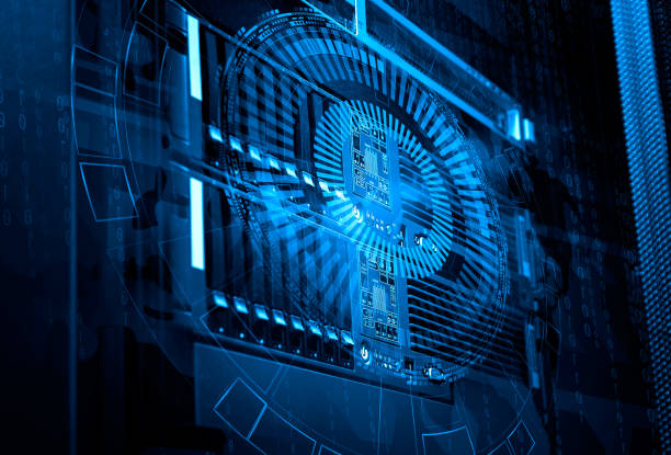 istock Blade server close-up in series of supercomputers with technological background 667008902