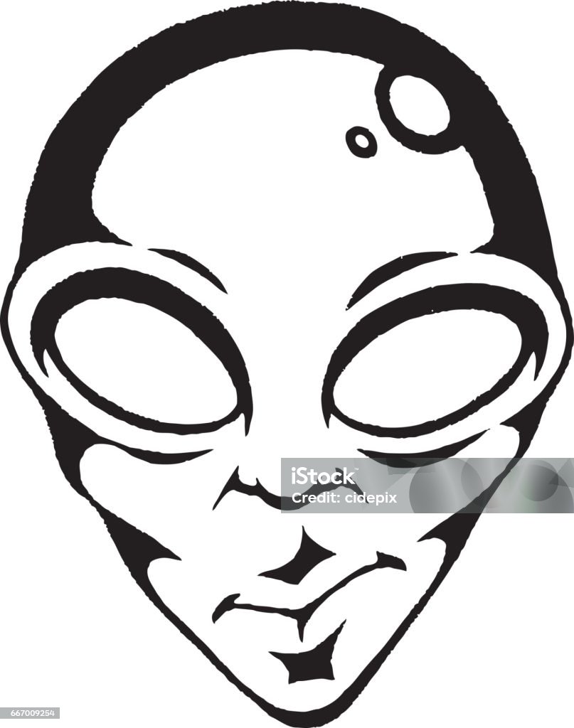 Ilustraci n De Dibujo De Tinta Vectorizada De Una Cara Extraterrestre Y ilustraci-n-de-dibujo-de-tinta-vectorizada-de-una-cara-extraterrestre-y