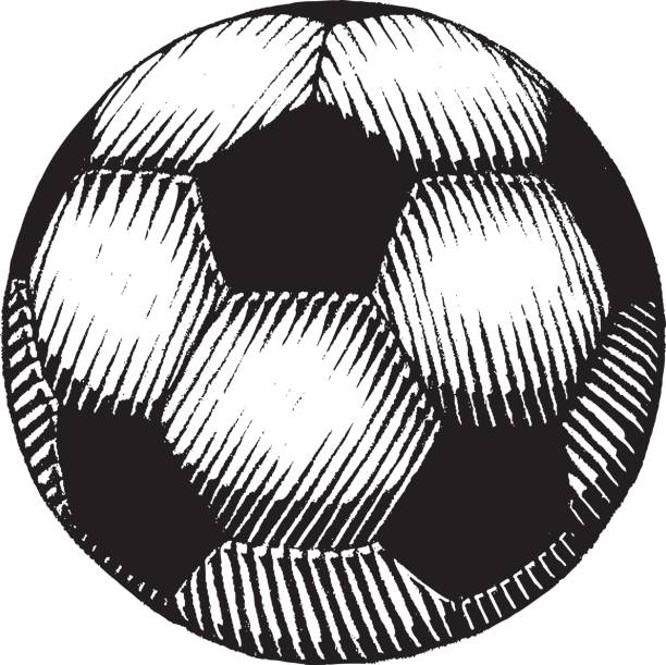 Vectorized Ink Sketch of a Soccer Ball Vector Illustration of a Scratchboard Style Ink Drawing of a Soccer and Football Ball old football stock illustrations