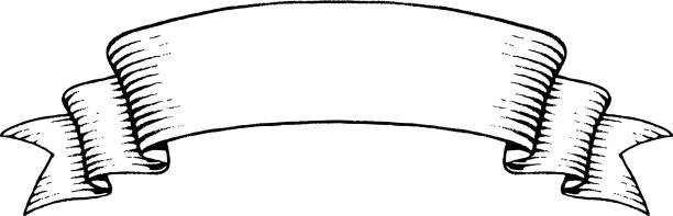 오래 된 배너의 vectorized 잉크 스케치 - scratchboard stock illustrations