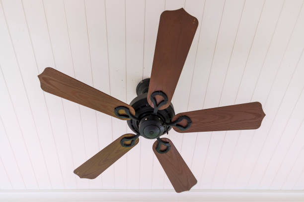 istock Vintage wooden fan hang on ceiling 667017148