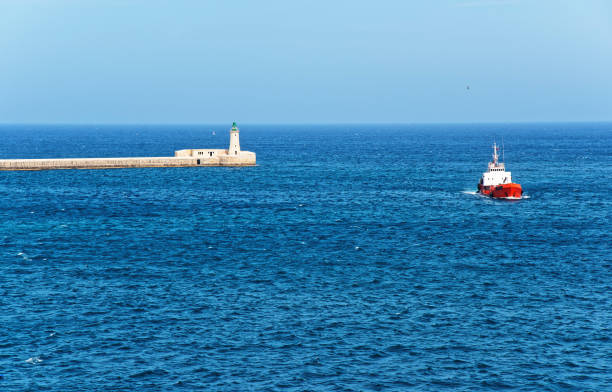 Valletta harbour and port, with ships at dock, Malta