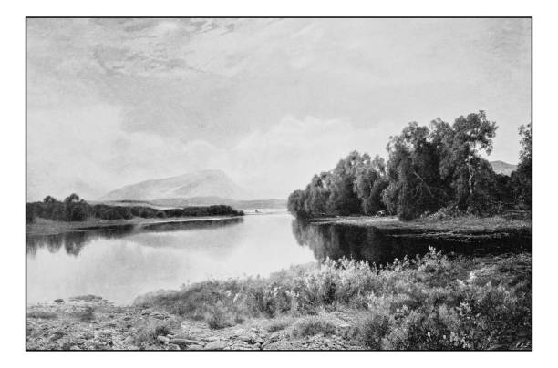 istock Antique photo of paintings: Landscape 667032690