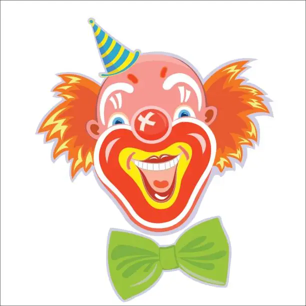 Vector illustration of Red-haired smiling clown.