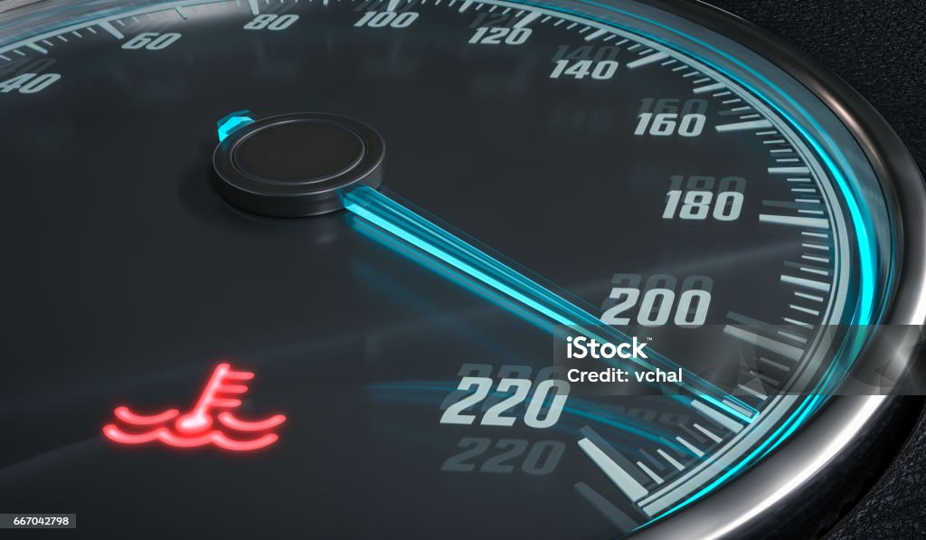 Engine Overheating Control Coolant Warning Light In Car Dashboad 3d ...