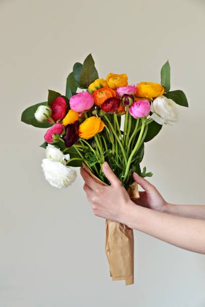 istock Ranunculus flower bouquet in the hand 667043404
