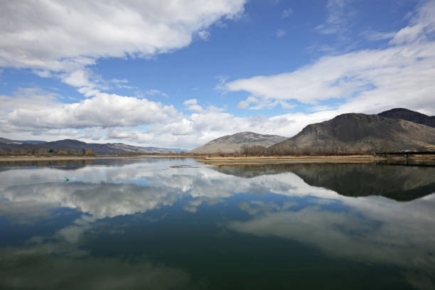 Reflections of the Thompson River, Kamloops, British Columbia in Spring