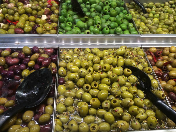 istock Trays of olives 667055636