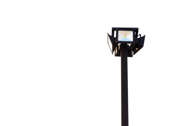 Spotlight, Lamp post isolated on white background with clipping path