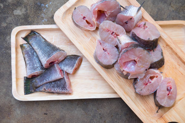 istock Piece of snakehead fish preparing for cooking 667059384