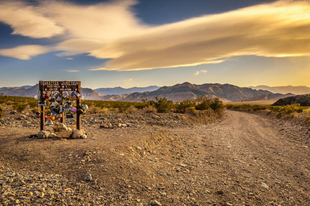 Teakettle Junction in Death Valley National Park, California Famous Teakettle Junction on the way to Racetrack Playa in Death Valley National Park, California teakettle junction stock pictures, royalty-free photos & images