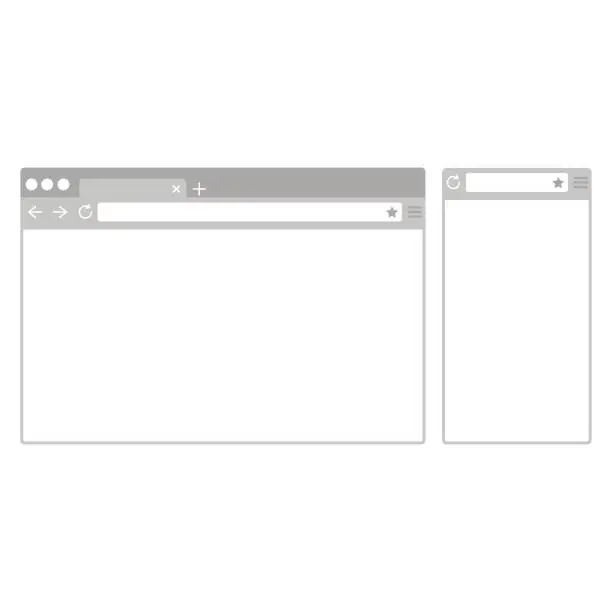 Vector illustration of Desktop and mobile phone browser windows. Different devices web browser in flat design style