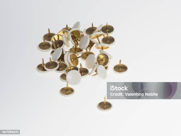 White And Gold Thumbtacks Stock Photo - Download Image Now - Close-up, Gold  - Metal, Gold Colored - iStock