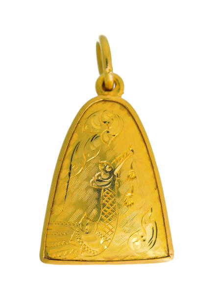 istock Gold frame pendant with dragon texture 90k percent isolated white 667086772