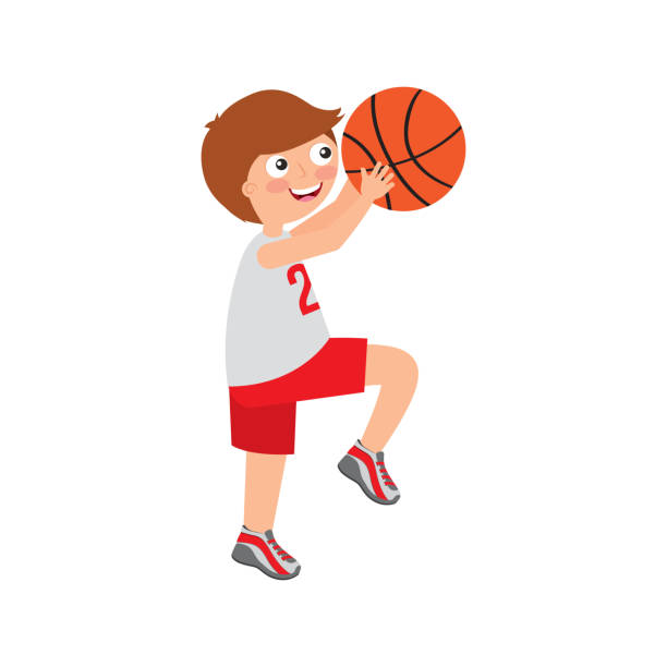 projektowanie dzieci i sportu - basketball little boys male young adult stock illustrations