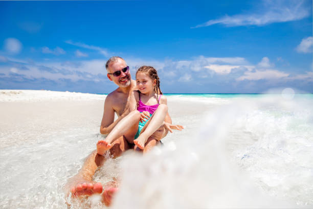 istock Father And Daughter Relaxing On The Tropical Beach 667090948