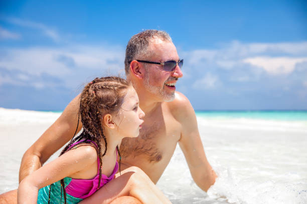 istock Father And Daughter Relaxing On The Tropical Beach 667090982