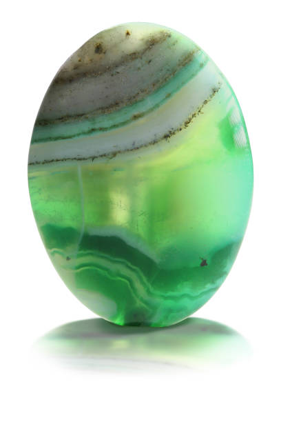 istock Green Agate mineral isolated on white 667098688