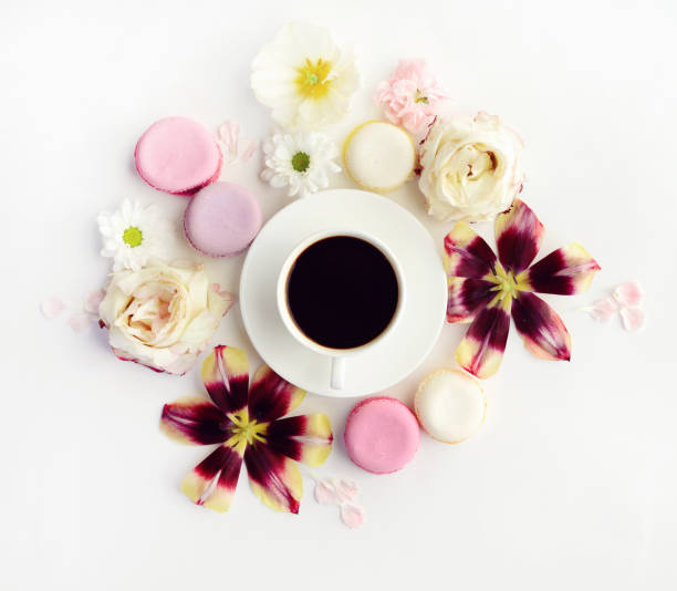 istock Macaroon cake and cup of coffee 667103084