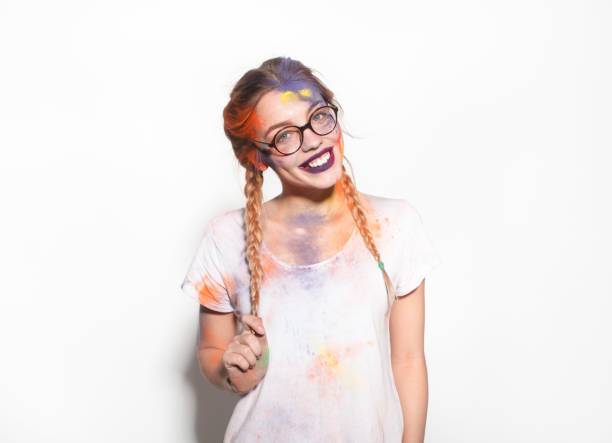 istock Lovely young girl with painted face 667103702
