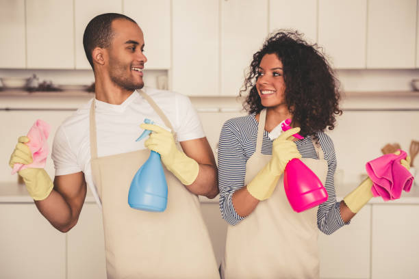 istock Afro American couple cleaning 667107052