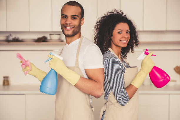 istock Afro American couple cleaning 667115008