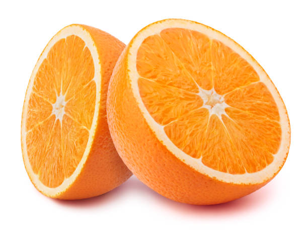 istock Halfs of orange isolated 667118486