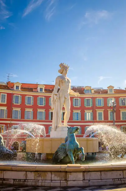 Photo of Fontaine du Soleil on Place Massena in Nice, Cote d'Azur, French