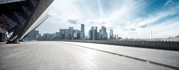 istock empty floor with modern cityscape and skyline 667127248