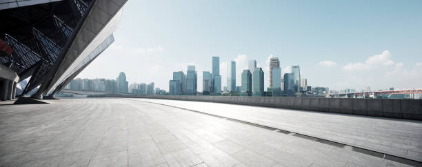 istock empty floor with modern cityscape and skyline 667127448