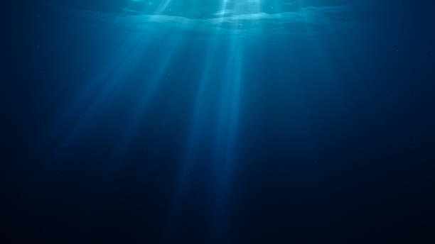 물 속에서 태양 광선의 3d 렌더링 그림. - underwater stock illustrations