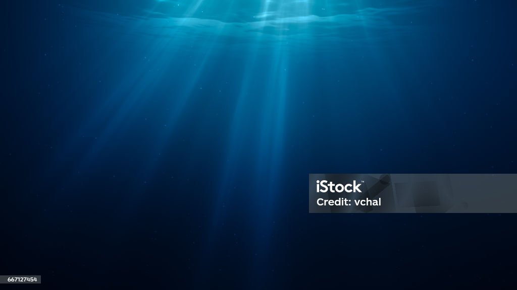 3D rendered illustration of sun light rays under water. Sea stock illustration