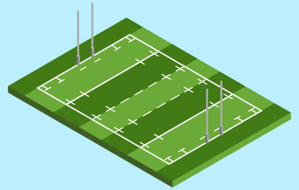 ilustraciones, imágenes clip art, dibujos animados e iconos de stock de campo de rugby isométrica en vector - georgia football