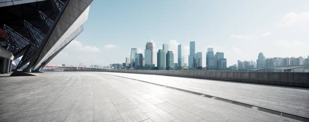 istock empty floor with modern cityscape and skyline 667131558