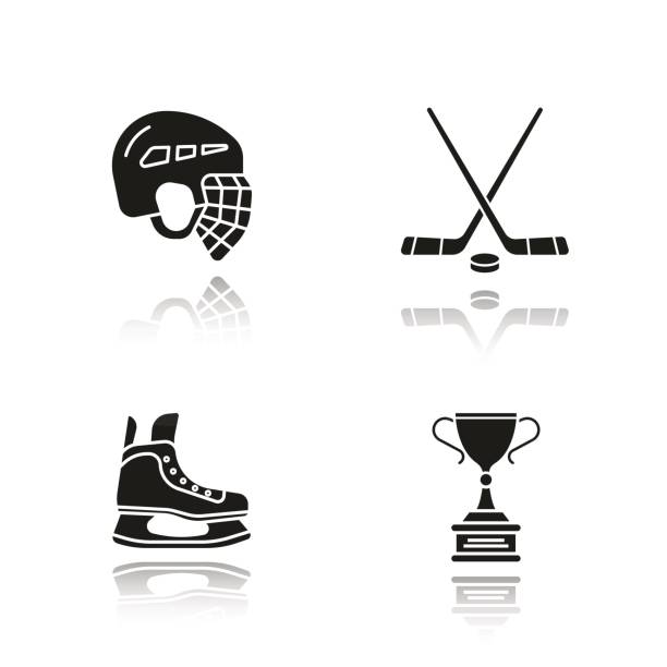 bildbanksillustrationer, clip art samt tecknat material och ikoner med hockey utrustning ikoner - hockey