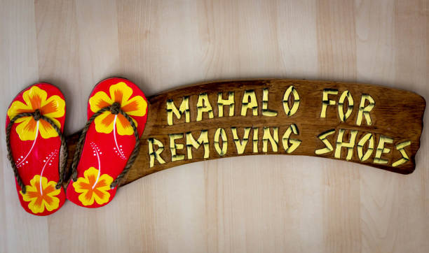 Sweet Hawaiian Sign: Mahalo for removing your slippers - Thank you for taking off shoes