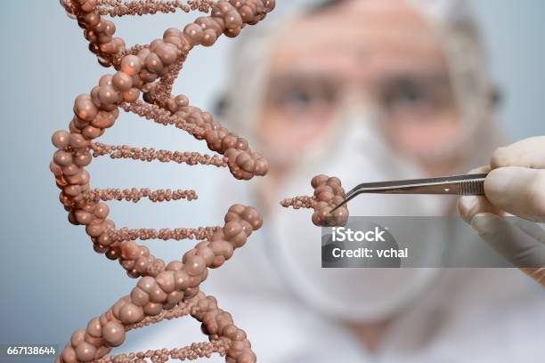 Scientist Is Replacing Part Of A Dna Molecule Genetic Engineering And Gene Manipulation Concept Stock Photo - Download Image Now