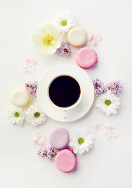 istock Macaroon cake and cup of coffee 667148786
