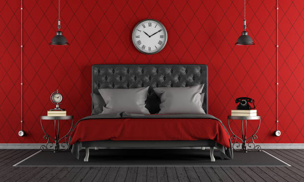 Black and red classic bedroom
