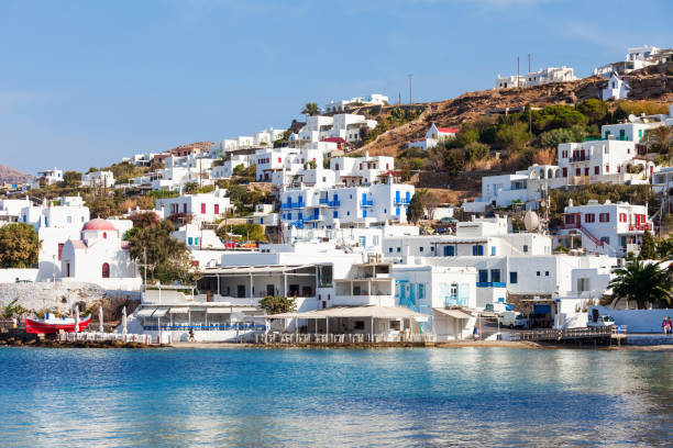 istock Mykonos city harbour, Greece 667169386