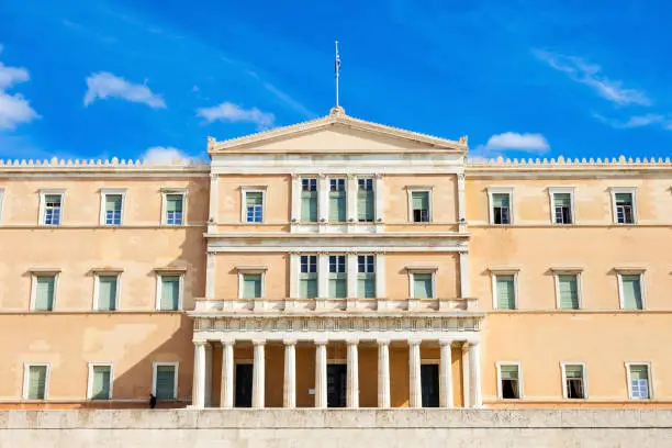The Hellenic Parliament building on Syntagma Square in Athens, Greece