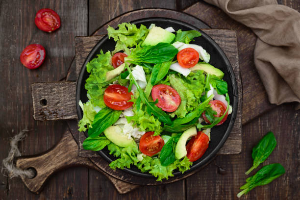 Fresh spring appetizing with Spinach stock photo