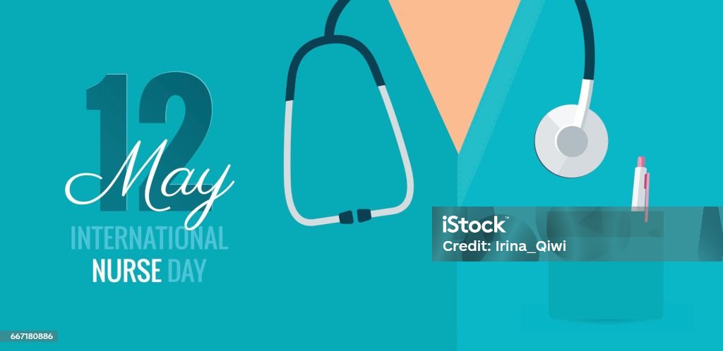 12 mai. Contexte international Nurse Day. - clipart vectoriel de Suivi des malades libre de droits