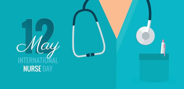 12 May. International Nurse Day background. 12 May. International Nurse Day background. Close-up of nurse`s uniform and stethoscope. Vector flat illustration caregivers day stock illustrations
